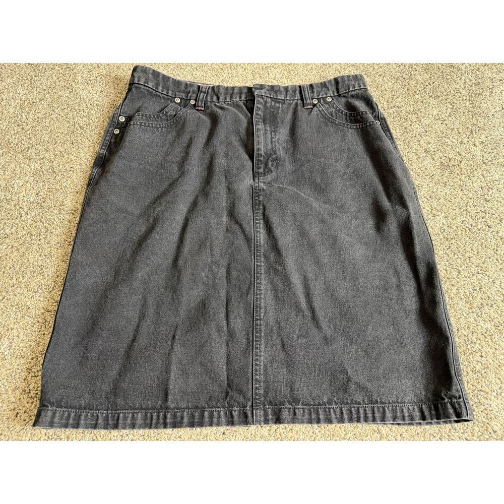Vintage Liz Claiborne Denim Jean Skirt Dark Wash Double Pockets Y2K Size 12